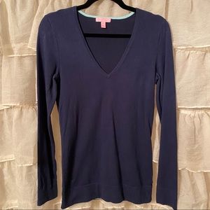 LILLY PULITZER Navy Blue V Neck Sweater